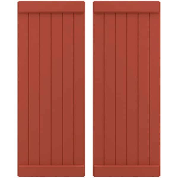 Ekena Millwork Americraft 6-Board Exterior Wood Joined Board-n-Batten Shutters w/ End Batten, ARW103BB621X64CLH, PR ARW103BB621X64CLH - main